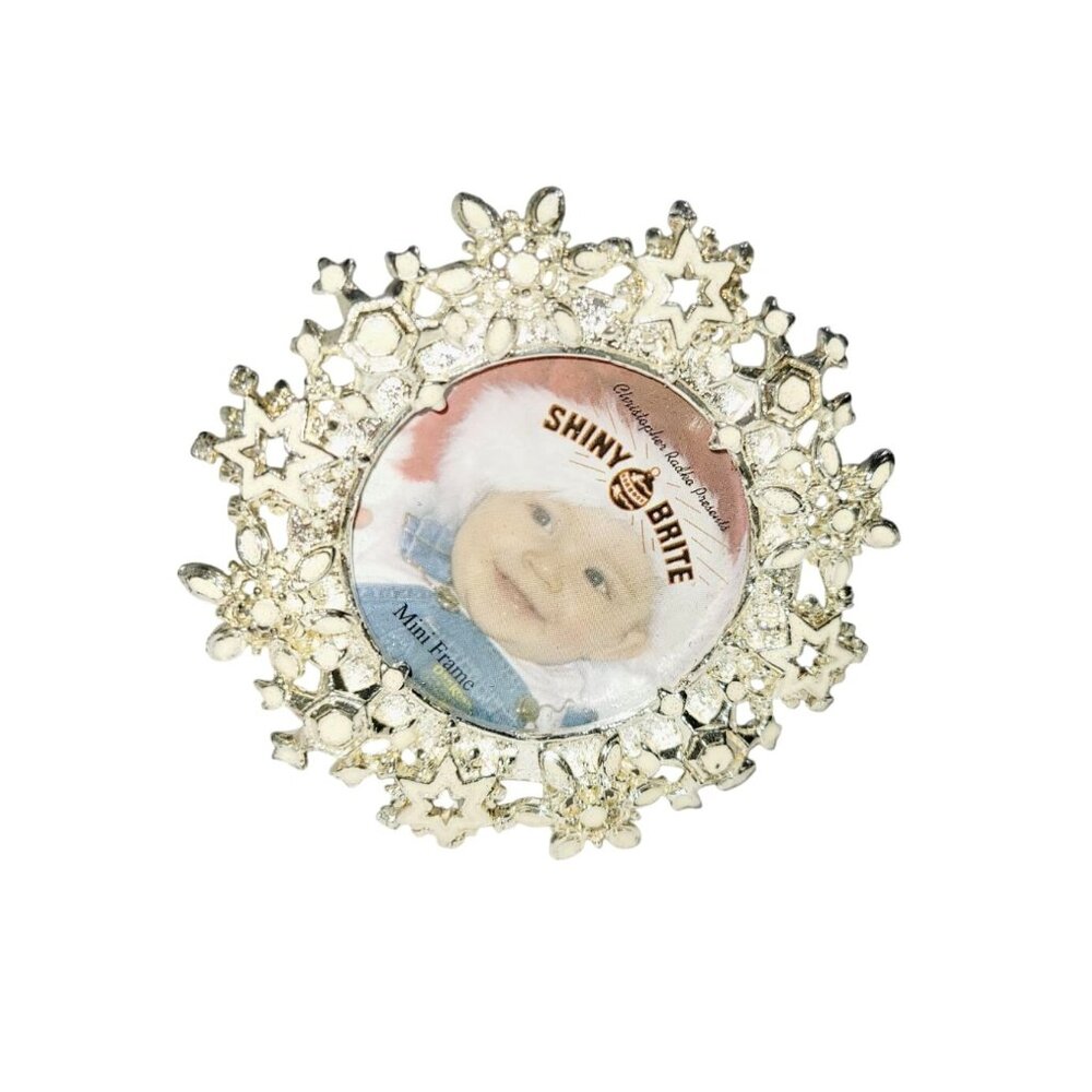 Christopher Radko Shiny Brite Enamel Snowflake Picture Frame Earrings Box Set - Picture 11 of 11